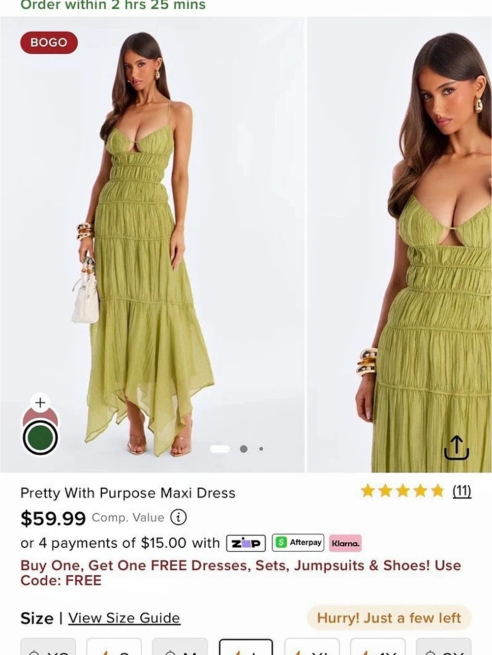 Fashion Nova Pretty With Purpose Maxi Dress Olive Size Large